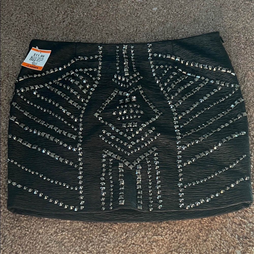 Guess Los Angeles Y2K Club Styled Black Studded Mini Skirt